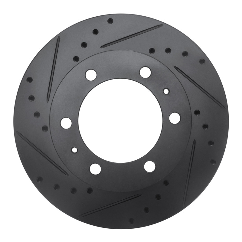 Toyota Hilux Brake Rotor (1) - Front Left - R1 Concepts - Drilled & Slotted - Black - `09-`15